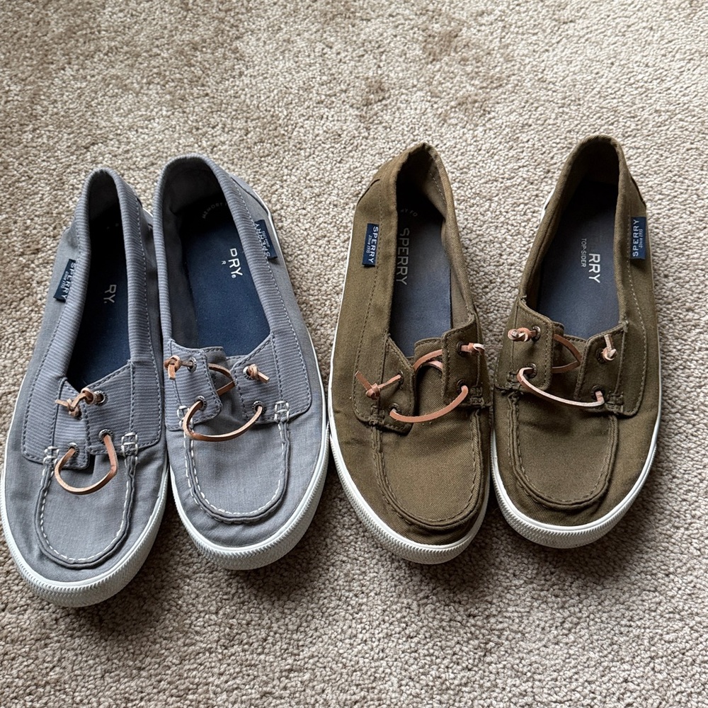 2 pairs Sperry slip on shoes